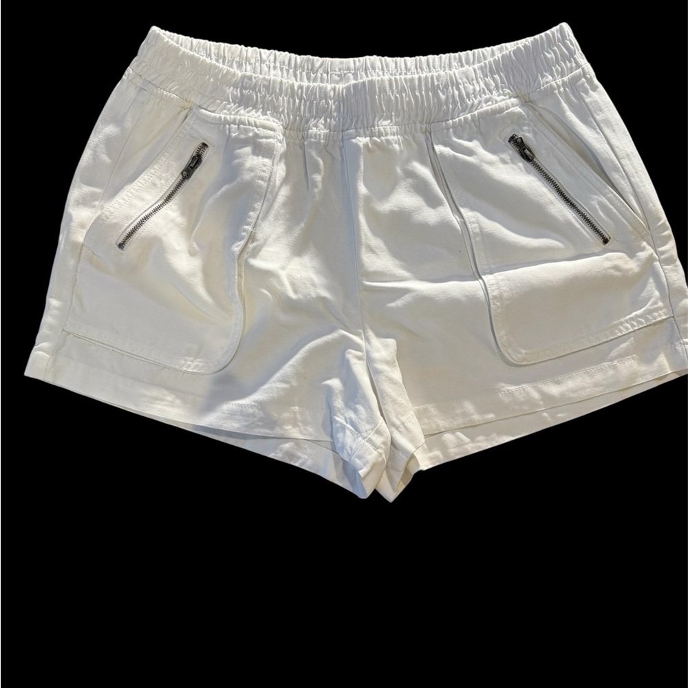 Aerie White Cargo Shorts with Zipper Details Large